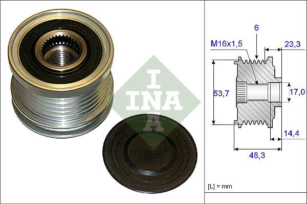 INA 535 0204 10 - Remskiva, generator xdelar.se