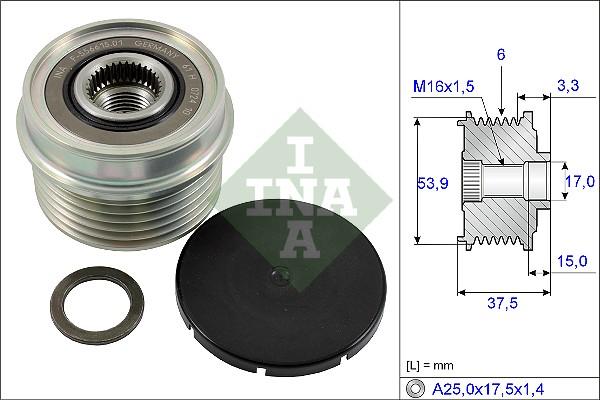 INA 535 0223 10 - Remskiva, generator xdelar.se