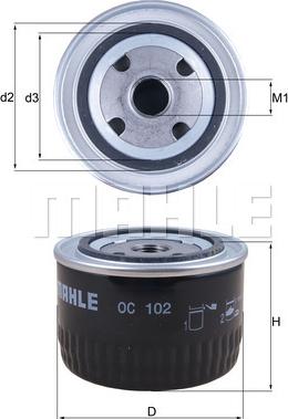 MAHLE OC 102 - Oljefilter xdelar.se