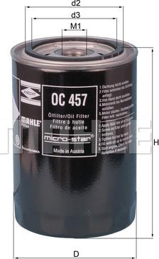 MAHLE OC 457 - Oljefilter xdelar.se