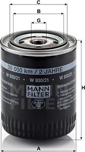 Mann-Filter W 930/21 - Oljefilter xdelar.se