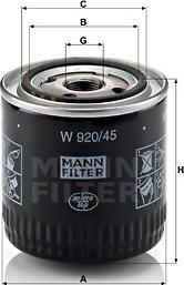 Mann-Filter W 920/45 - Oljefilter xdelar.se