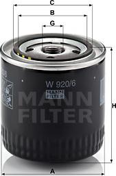 Mann-Filter W 920/6 - Oljefilter xdelar.se