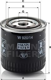 Mann-Filter W 920/14 - Oljefilter xdelar.se