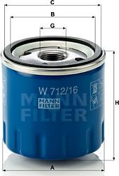 Mann-Filter W 712/16 - Oljefilter xdelar.se