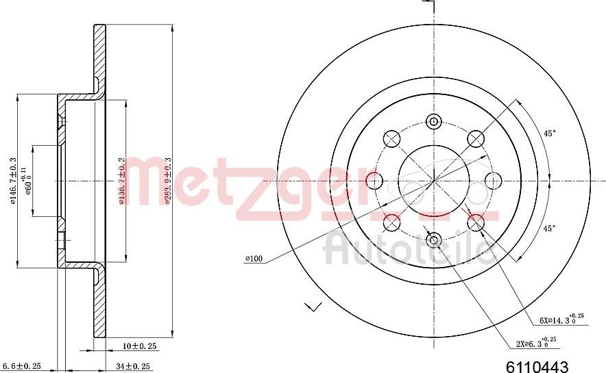 Metzger 6110443 - Bromsskiva xdelar.se