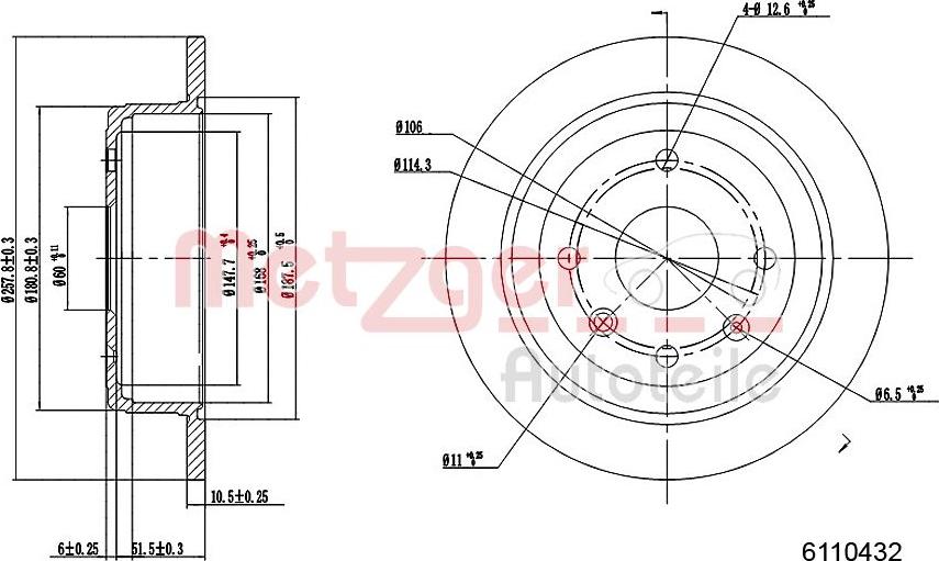 Metzger 6110432 - Bromsskiva xdelar.se