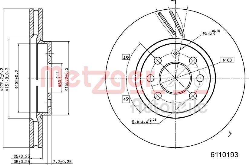 Metzger 6110193 - Bromsskiva xdelar.se