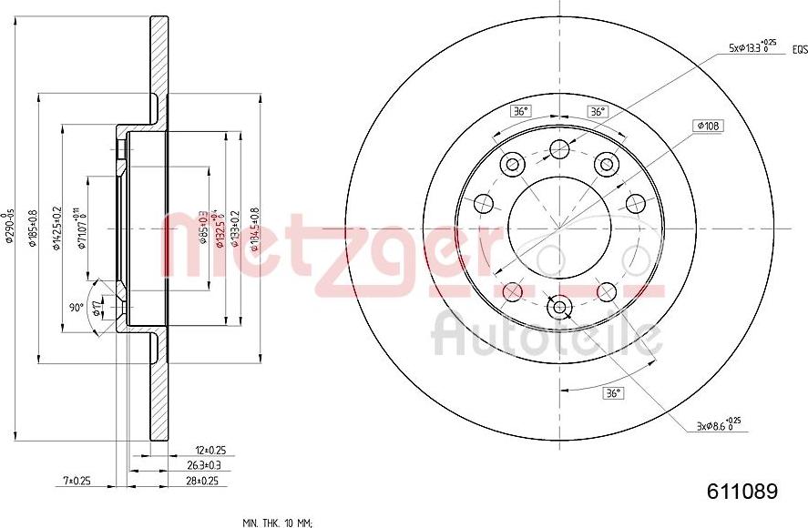 Metzger 6110890 - Bromsskiva xdelar.se