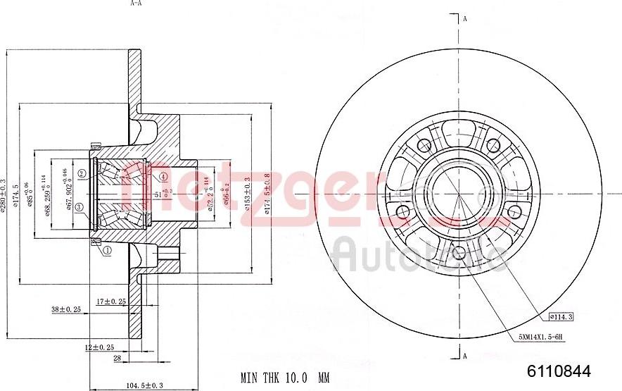 Metzger 6110844 - Bromsskiva xdelar.se