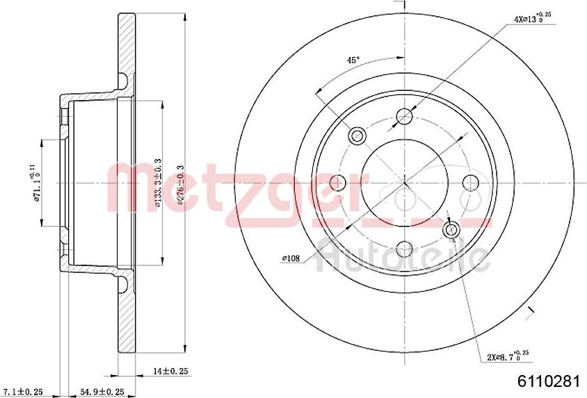 Metzger 6110281 - Bromsskiva xdelar.se