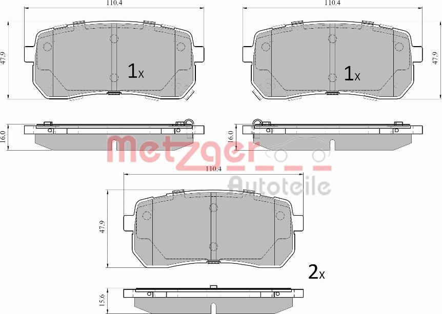 Metzger 1170914 - Bromsbeläggssats, skivbroms xdelar.se