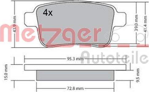 Metzger 1170471 - Bromsbeläggssats, skivbroms xdelar.se