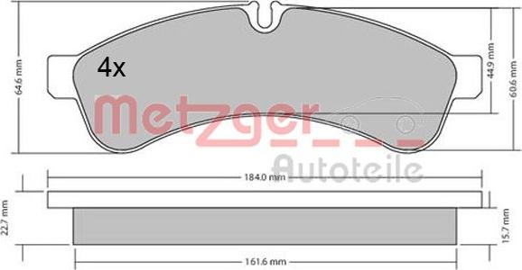 Metzger 1170544 - Bromsbeläggssats, skivbroms xdelar.se