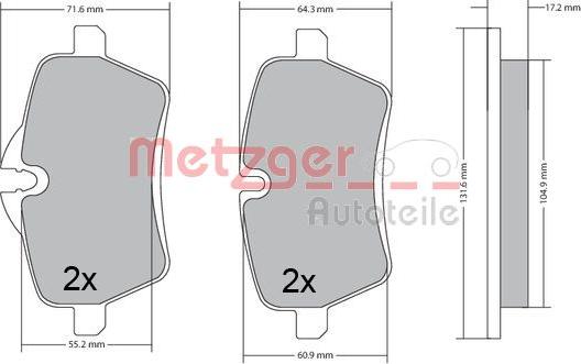 Metzger 1170561 - Bromsbeläggssats, skivbroms xdelar.se