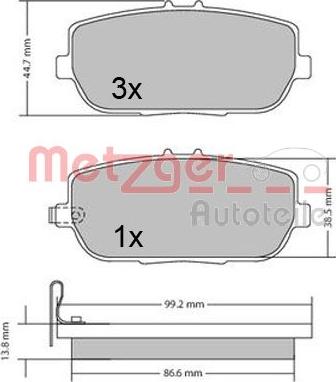 Metzger 1170617 - Bromsbeläggssats, skivbroms xdelar.se