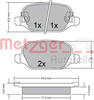 Metzger 1170680 - Bromsbeläggssats, skivbroms xdelar.se