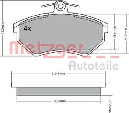 Metzger 1170095 - Bromsbeläggssats, skivbroms xdelar.se