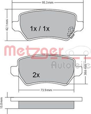 Metzger 1170004 - Bromsbeläggssats, skivbroms xdelar.se