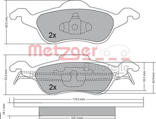 Metzger 1170038 - Bromsbeläggssats, skivbroms xdelar.se