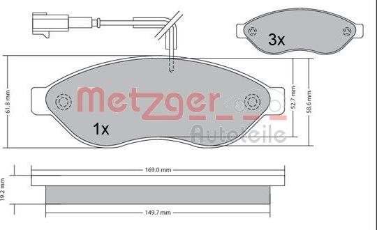 Metzger 1170073 - Bromsbeläggssats, skivbroms xdelar.se