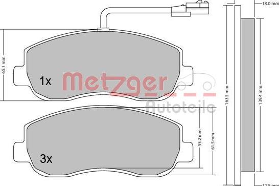 Metzger 1170148 - Bromsbeläggssats, skivbroms xdelar.se