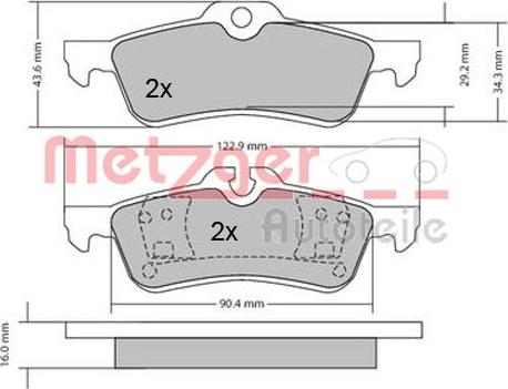 Metzger 1170154 - Bromsbeläggssats, skivbroms xdelar.se