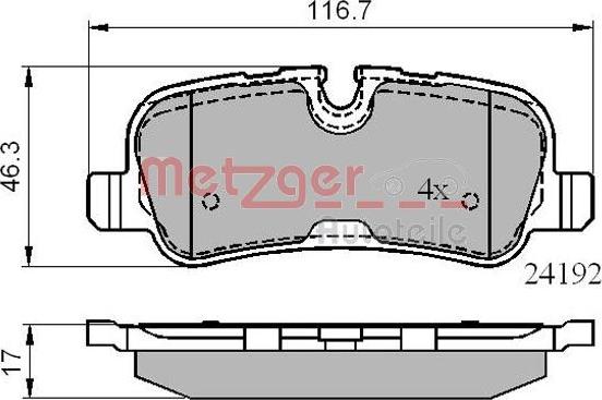 Metzger 1170877 - Bromsbeläggssats, skivbroms xdelar.se