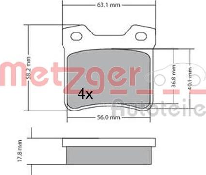 Metzger 1170310 - Bromsbeläggssats, skivbroms xdelar.se