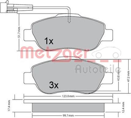 Metzger 1170382 - Bromsbeläggssats, skivbroms xdelar.se