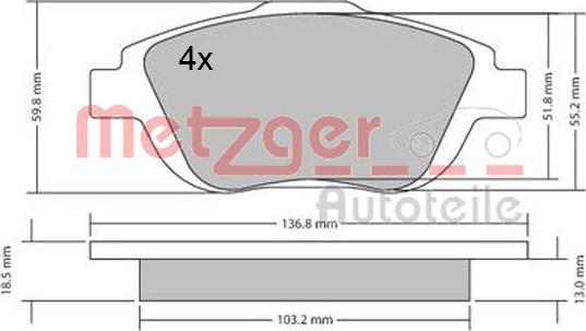 Metzger 1170326 - Bromsbeläggssats, skivbroms xdelar.se