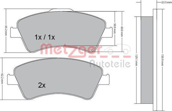 Metzger 1170220 - Bromsbeläggssats, skivbroms xdelar.se