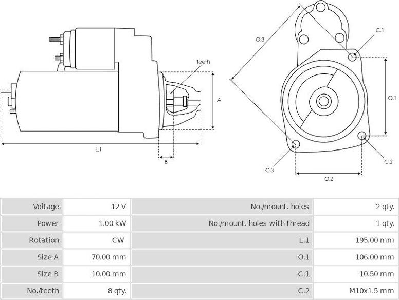 Mitsubishi M0T84585 - Startmotor xdelar.se