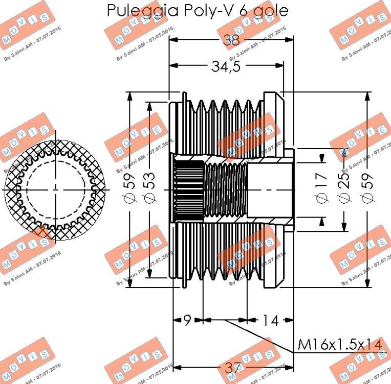 MOVIS AST3367 - Remskiva, generator xdelar.se