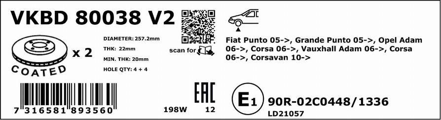 SKF VKBD 80038 V2 - Bromsskiva xdelar.se