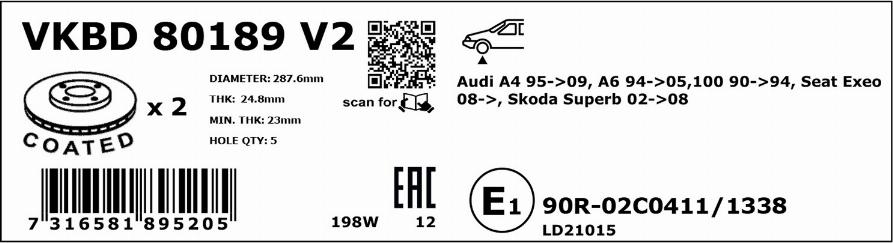 SKF VKBD 80189 V2 - Bromsskiva xdelar.se