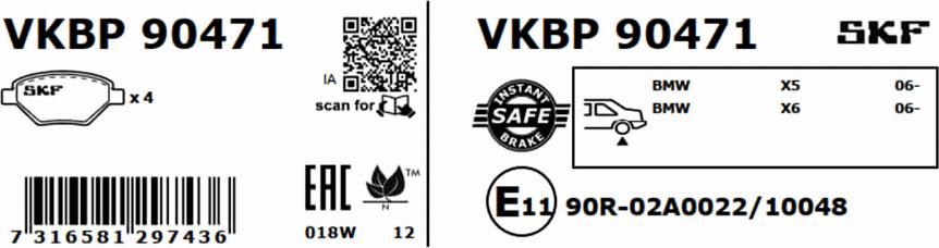 SKF VKBP 90471 - Bromsbeläggssats, skivbroms xdelar.se