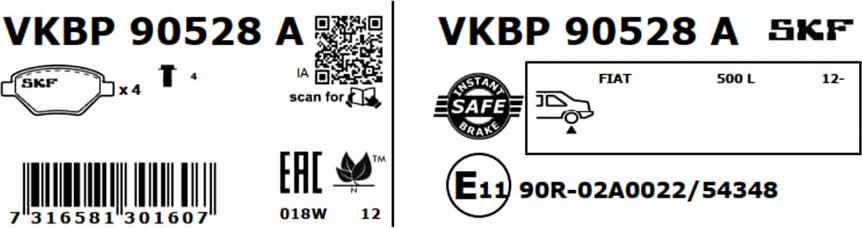 SKF VKBP 90528 A - Bromsbeläggssats, skivbroms xdelar.se