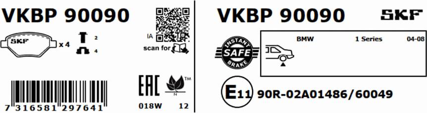 SKF VKBP 90090 - Bromsbeläggssats, skivbroms xdelar.se