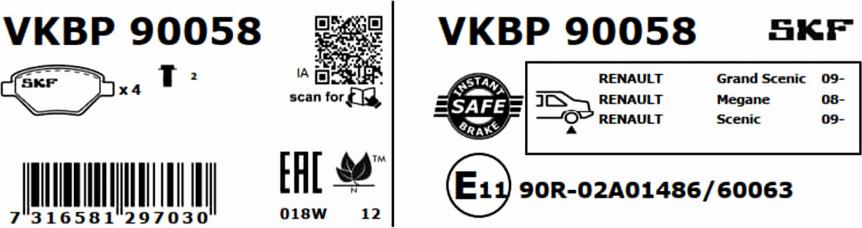 SKF VKBP 90058 - Bromsbeläggssats, skivbroms xdelar.se