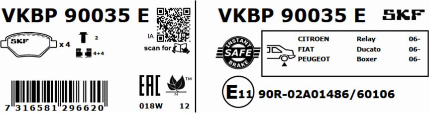 SKF VKBP 90035 E - Bromsbeläggssats, skivbroms xdelar.se