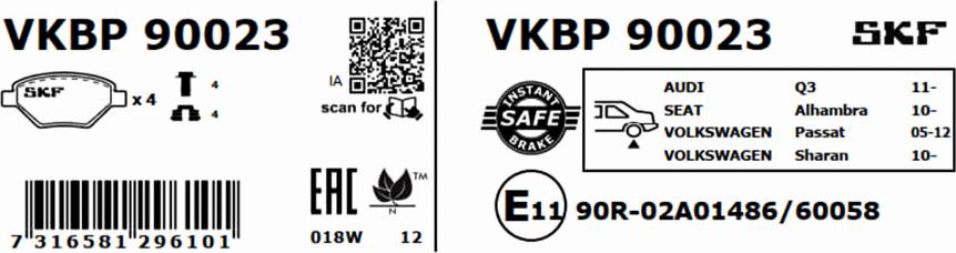 SKF VKBP 90023 - Bromsbeläggssats, skivbroms xdelar.se