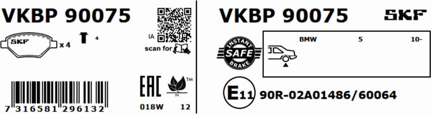 SKF VKBP 90075 - Bromsbeläggssats, skivbroms xdelar.se