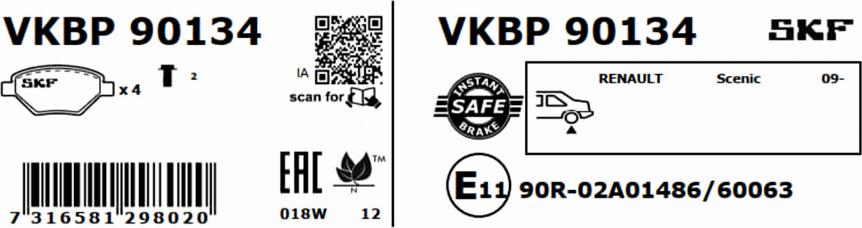 SKF VKBP 90134 - Bromsbeläggssats, skivbroms xdelar.se