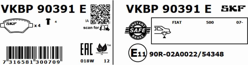 SKF VKBP 90391 E - Bromsbeläggssats, skivbroms xdelar.se