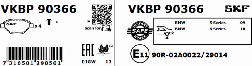 SKF VKBP 90366 - Bromsbeläggssats, skivbroms xdelar.se