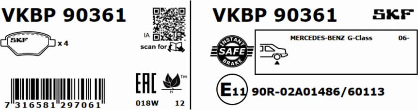 SKF VKBP 90361 - Bromsbeläggssats, skivbroms xdelar.se