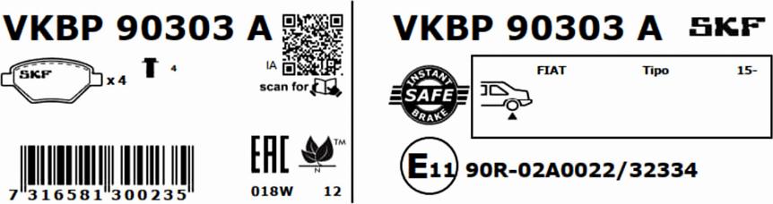 SKF VKBP 90303 A - Bromsbeläggssats, skivbroms xdelar.se