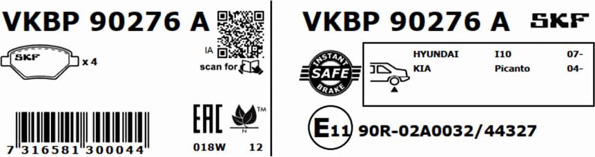 SKF VKBP 90276 A - Bromsbeläggssats, skivbroms xdelar.se