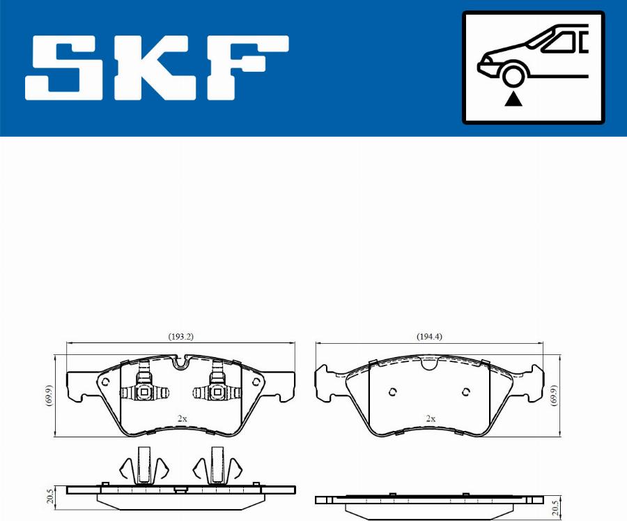 SKF VKBP 80402 - Bromsbeläggssats, skivbroms xdelar.se